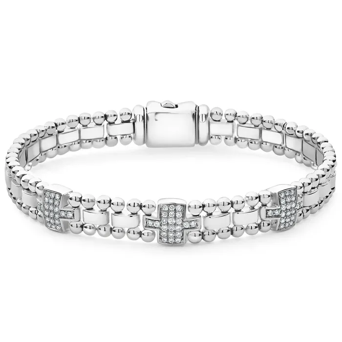 Bracelets Lagos Caviar Spark Three Station Diamond Link Bracelet