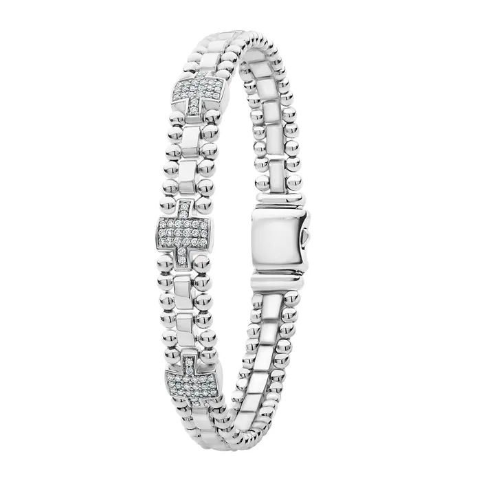 Bracelets Lagos Caviar Spark Three Station Diamond Link Bracelet