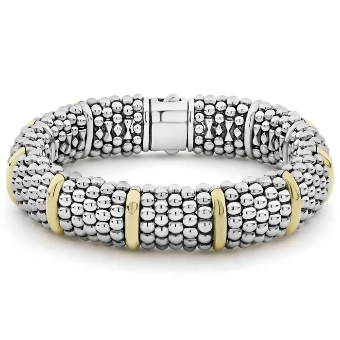 Bracelets Lagos Signature Caviar Gold Station Caviar Bracelet 15mm