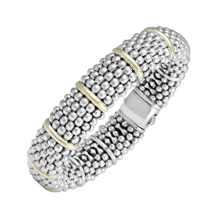 Bracelets Lagos Signature Caviar Gold Station Caviar Bracelet 15mm Bracelets Lagos Signature Caviar Gold Station Caviar Bracelet 15mm