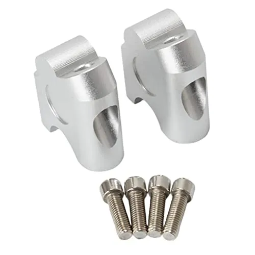 Dropshipped via Social Commerce Network ATORSE 78 22Mm Motorcycle ATV Dirt Bike Motocross Handlebar Risers Silver 2 Handlebar Riser Clamps 4 Fixing Bolts Rings