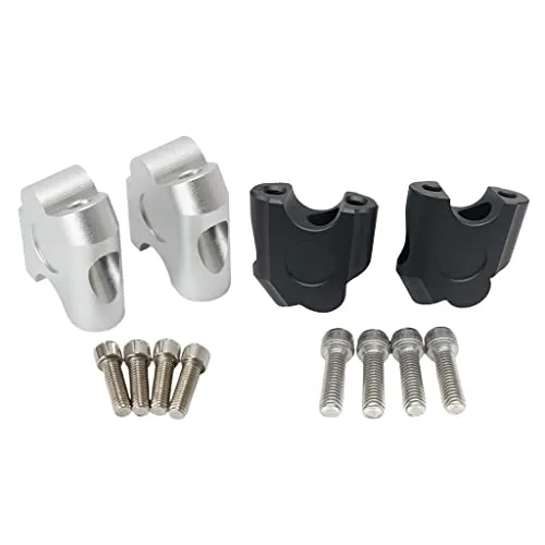 Dropshipped via Social Commerce Network ATORSE 78 22Mm Motorcycle ATV Dirt Bike Motocross Handlebar Risers Silver 2 Handlebar Riser Clamps 4 Fixing Bolts Rings
