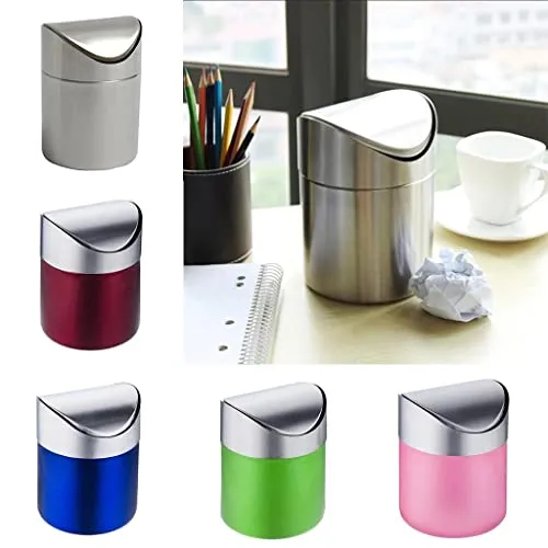 Dropshipped via Social Commerce Network Bracelets Stainless Steel Ashtray Desktop Mini Trash Can Silver