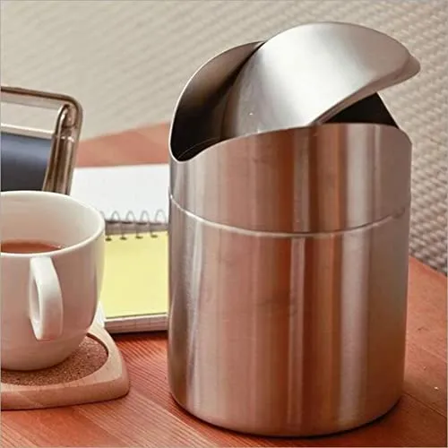 Dropshipped via Social Commerce Network Bracelets Stainless Steel Ashtray Desktop Mini Trash Can Silver