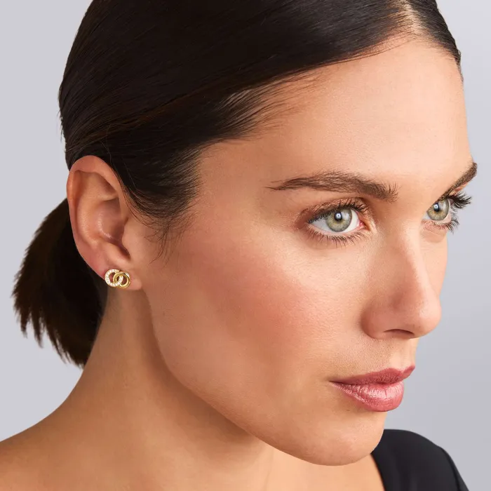 Earrings LAGOS Signature Caviar TwoTone Interlocking Diamond Stud Earrings