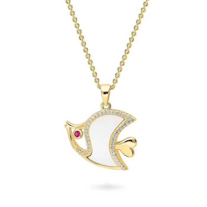 Fish Mother Of Pearl Necklace in Sterling Silver BERRICLE Necklaces