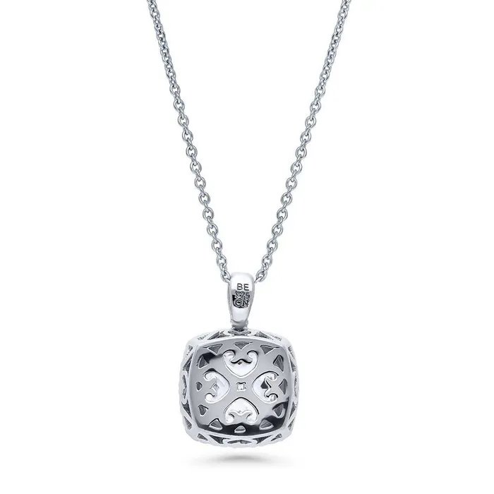 Halo Cushion CZ Necklace in Sterling Silver BERRICLE Necklaces
