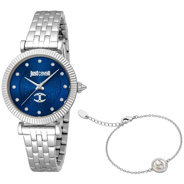 Just Cavalli Bracelets Just Cavalli Unleashed Ladies Blue Dial Silver Watch and Bracelet Set Just Cavalli Bracelets Just Cavalli Unleashed Ladies Blue Dial Silver Watch and Bracelet Set