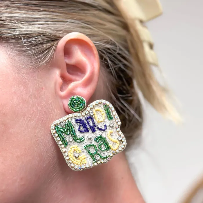 Prep Obsessed PR Earrings Mardi Gras Glitzy Statement Earrings
