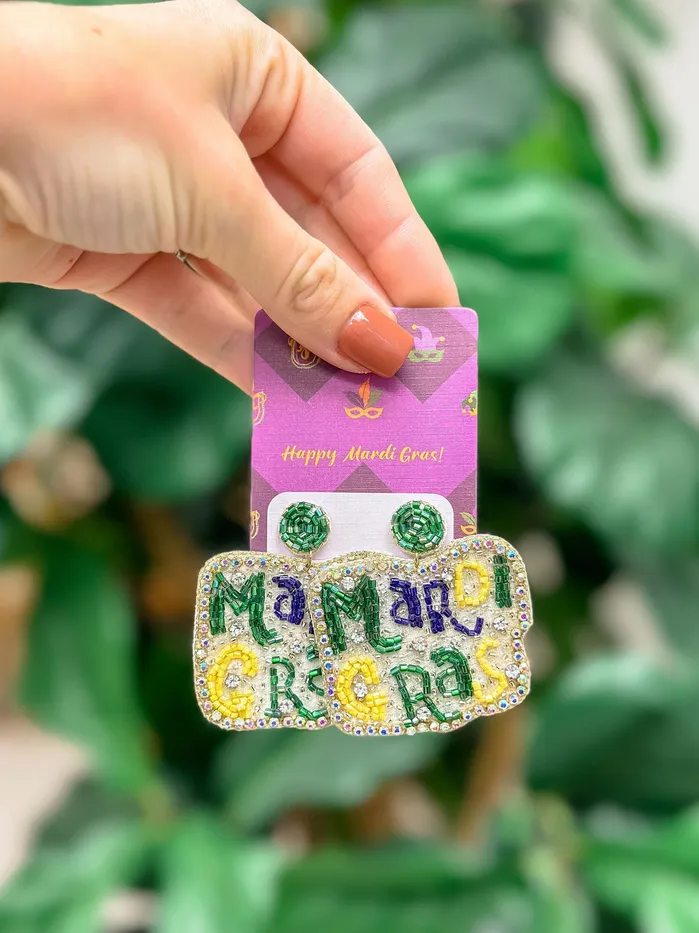 Prep Obsessed PR Earrings Mardi Gras Glitzy Statement Earrings