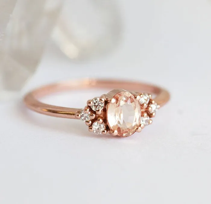 Rings Krupali Peach Sapphire Diamond Ring Capucinne