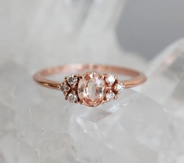 Rings Krupali Peach Sapphire Diamond Ring Capucinne
