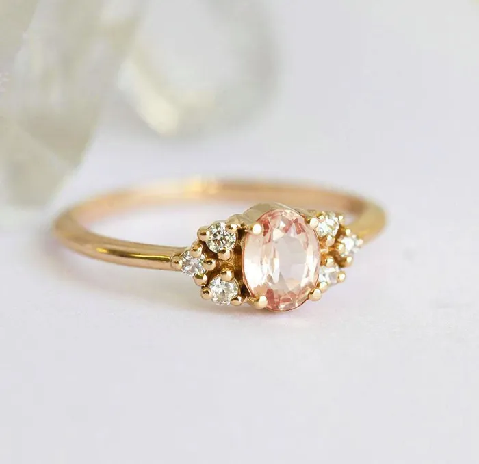 Rings Krupali Peach Sapphire Diamond Ring Capucinne