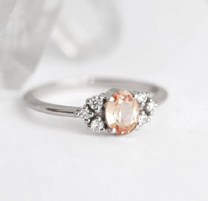 Rings Krupali Peach Sapphire Diamond Ring Capucinne