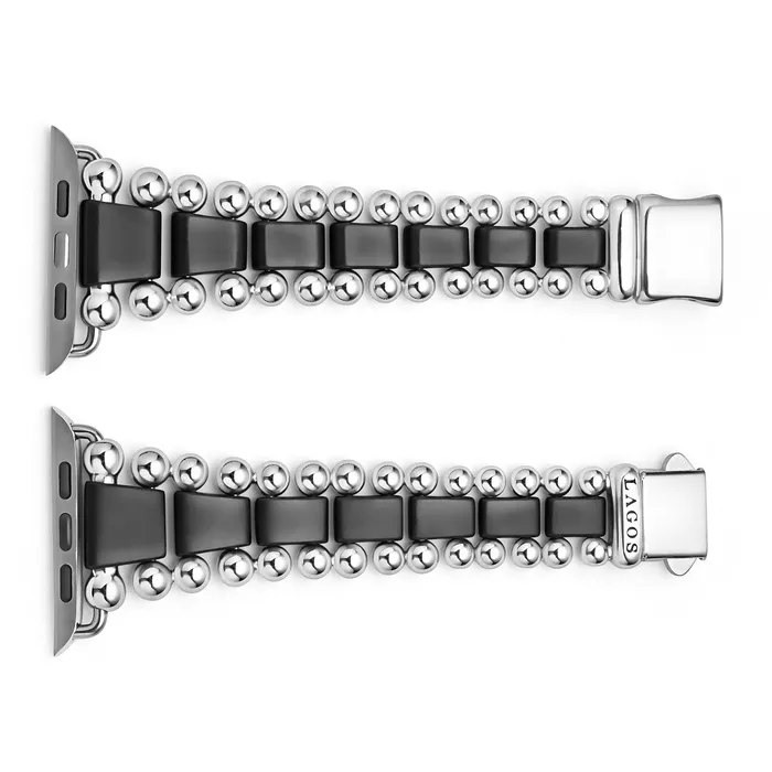 Smart Caviar Matte Black Ceramic and Stainless Steel Watch Bracelet4249mm LAGOS Bracelets Smart Caviar Matte Black Ceramic and Stainless Steel Watch Bracelet4249mm LAGOS Bracelets