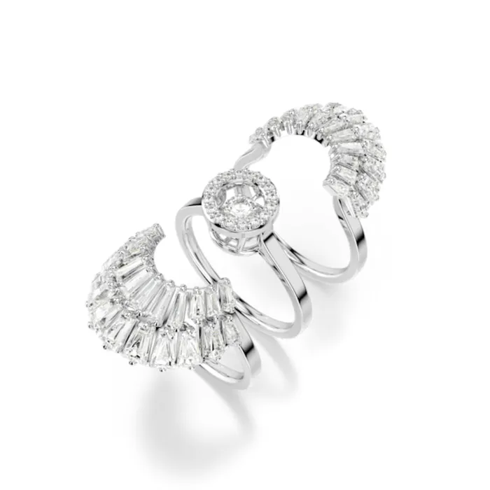 Swarovski Rings Swarovski Idyllia Ring Set 3 Mixed cuts Shell White Rhodium plated Size 52 Swarovski Rings Swarovski Idyllia Ring Set 3 Mixed cuts Shell White Rhodium plated Size 52
