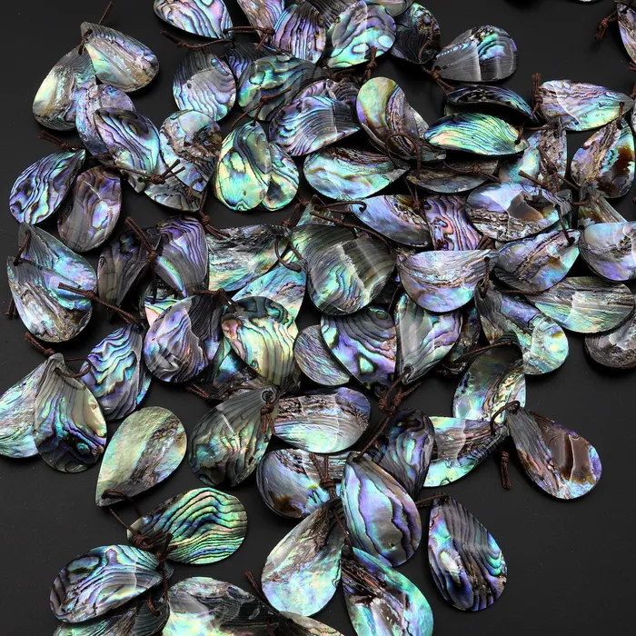 AAA Natural Rainbow Abalone Teardrop Earring Pair Drilled Matched Gemstone Bead Pair Intrinsic Trading Earrings