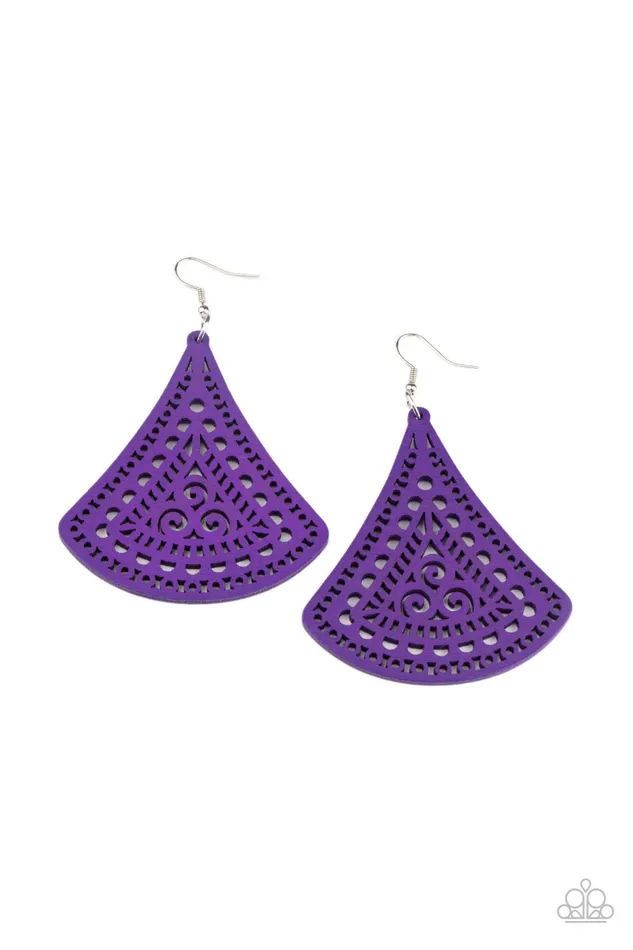 All Eyes On U Jewelry Paparazzi Accessories Earrings Fan To Fan Purple Paparazzi Earrings