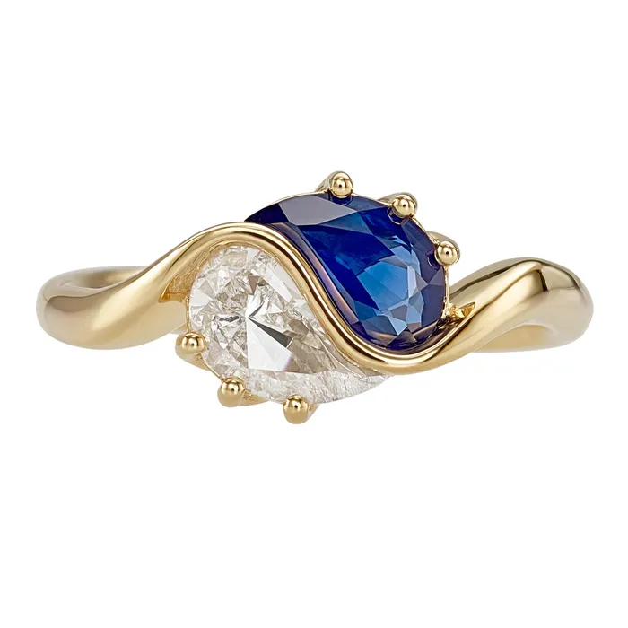 ARTEMER Rings Yin Yang Blue Sapphire Diamond Ring