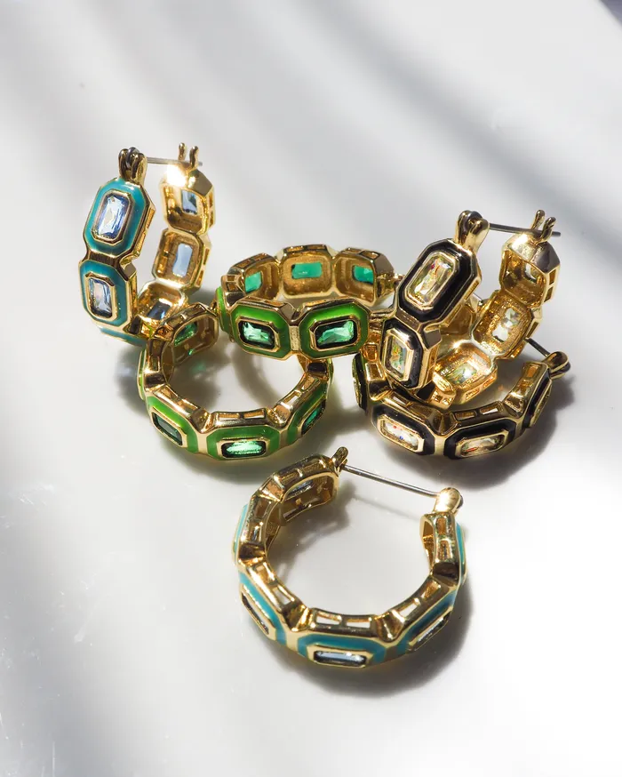 Bezel Emerald Ballier Hoops Turquoise Gold Luv Aj Earrings Bezel Emerald Ballier Hoops Turquoise Gold Luv Aj Earrings