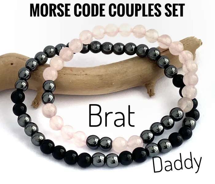 Bracelets Captive Collars Couples Morse Code Bracelet Set
