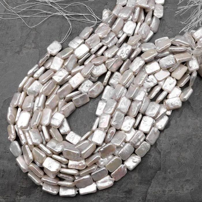 Earrings AAA Large Natural White Biwa Rectangle Pearl Freshwater Good for Earrings 155 Strand Intrinsic Trading
