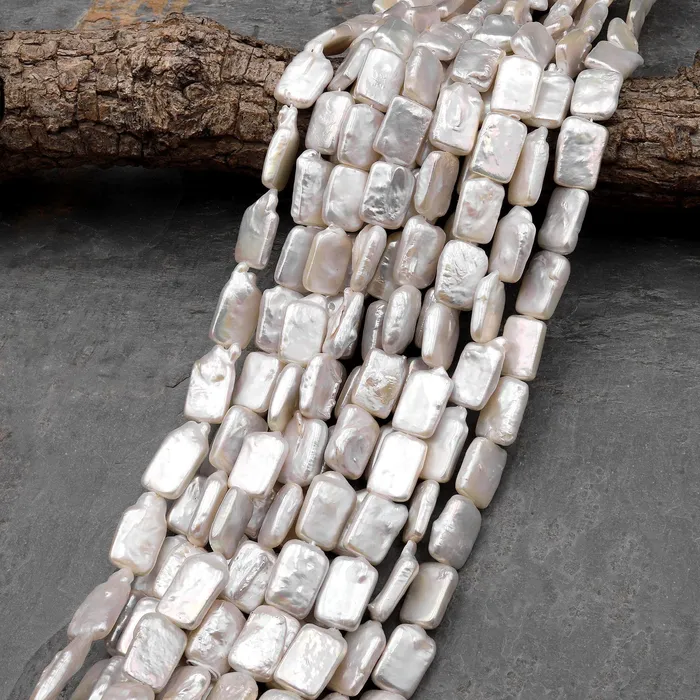 Earrings AAA Large Natural White Biwa Rectangle Pearl Freshwater Good for Earrings 155 Strand Intrinsic Trading