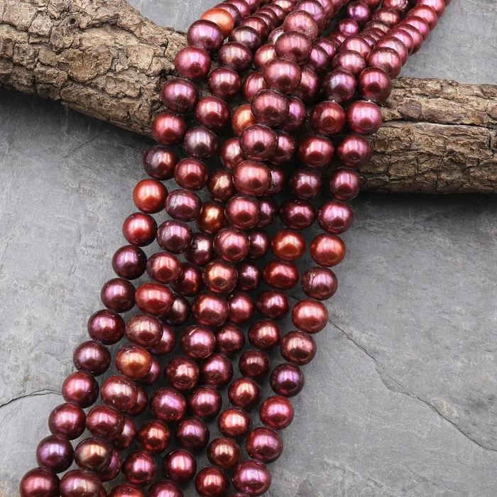 Earrings Genuine Red Berry Purple Pearl Freshwater Pearl 10mm Round Iridescent Classic Pearl 155 Strand Intrinsic Trading