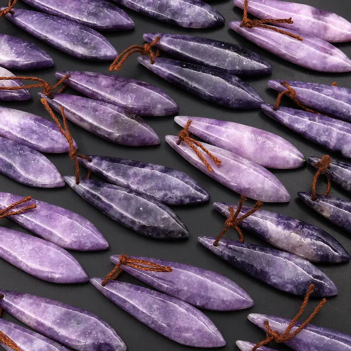 Earrings Intrinsic Trading Natural Purple Lepidolite Abstract Leaf Earring Pair Matched Gemstone Pair