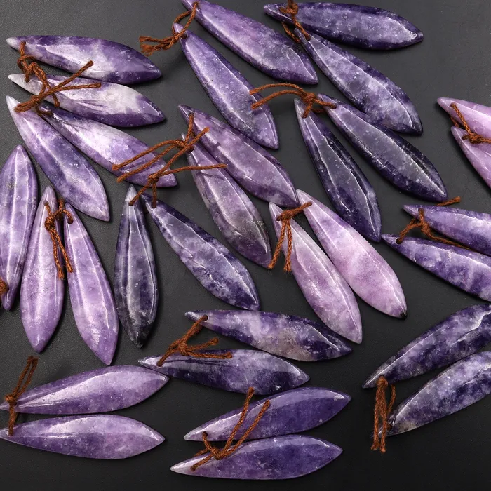 Earrings Intrinsic Trading Natural Purple Lepidolite Abstract Leaf Earring Pair Matched Gemstone Pair