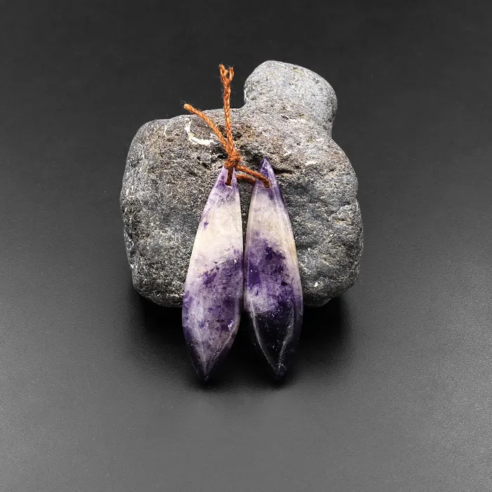 Earrings Intrinsic Trading Natural Purple Lepidolite Abstract Leaf Earring Pair Matched Gemstone Pair