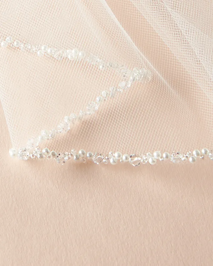 Earrings Kylie Crystal Pearl Beaded Veil Dareth Colburn