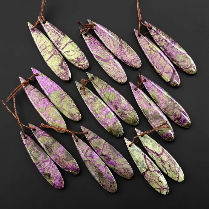 Intrinsic Trading Earrings Natural Atlantisite Stichtite Earring Pair Gemstone Drilled Teardrop Cabochon Matched Gemstone Beads From Australia