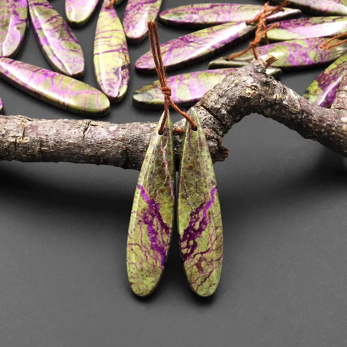 Intrinsic Trading Earrings Natural Atlantisite Stichtite Earring Pair Gemstone Drilled Teardrop Cabochon Matched Gemstone Beads From Australia