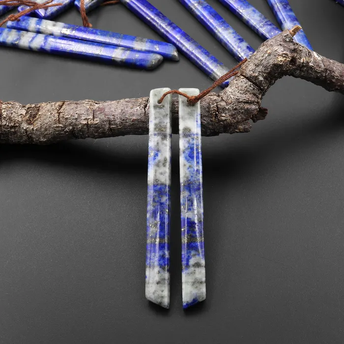 Intrinsic Trading Earrings Natural Blue Lapis Earring Pair Modern Long Beveled Rectangle Spike Matched Gemstone Beads A6 Intrinsic Trading Earrings Natural Blue Lapis Earring Pair Modern Long Beveled Rectangle Spike Matched Gemstone Beads A6