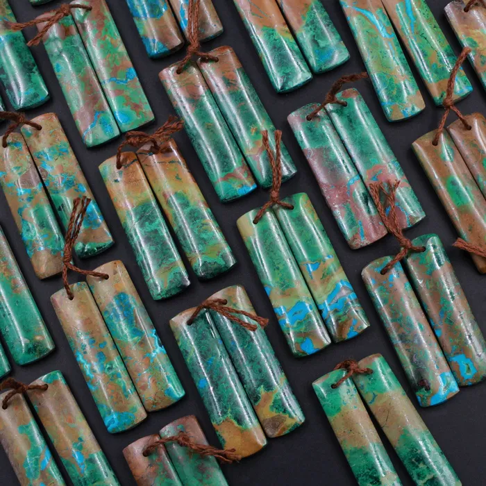 Intrinsic Trading Earrings Natural Chrysocolla Earring Pair Gemstone Drilled Earring Cabochon Cab Pair Rectangle Matched Earring Bead From Australia