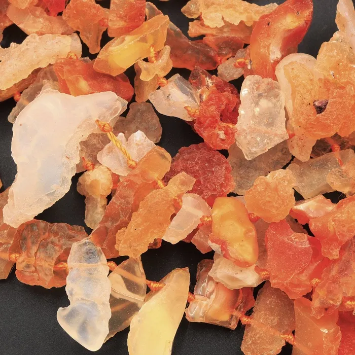 Intrinsic Trading Necklaces Mexican Fire Opal Beads Drusy Druzy Freeform Teardrop Petal Nugget Raw Rough Organic Cut Top Side Drilled Pendant Focal Bead 16 Strand
