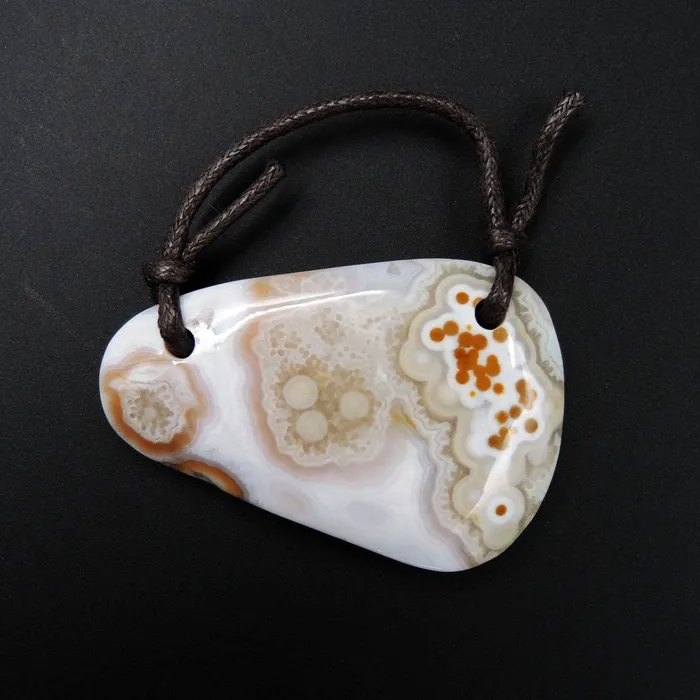 Intrinsic Trading Necklaces Natural Ocean Jasper Pendant Orange Pink Green White Two Hole Drilled Freeform Pendant P1185