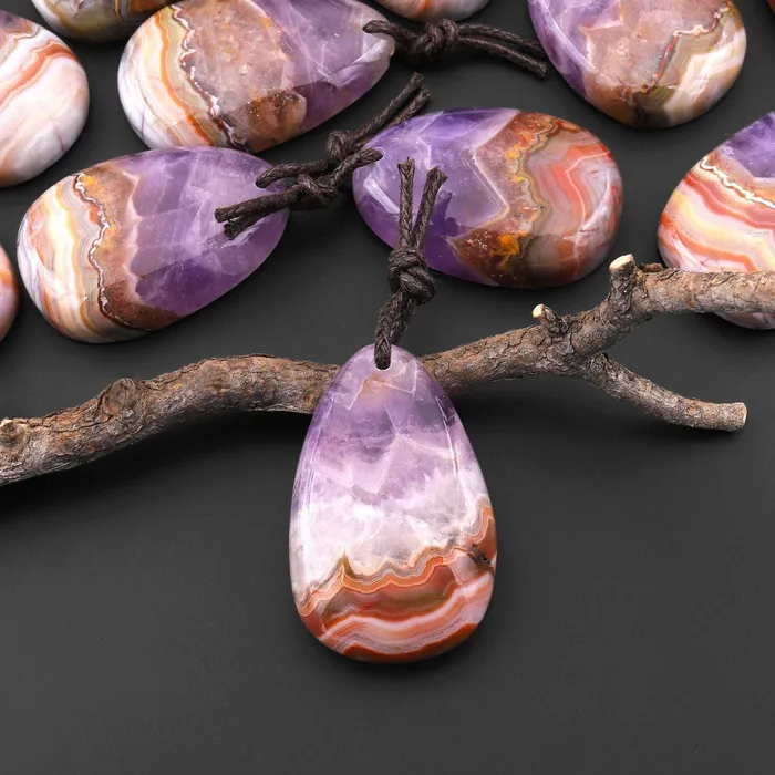 Intrinsic Trading Necklaces Natural Rainbow Amethyst Freeform Teardrop Pendant