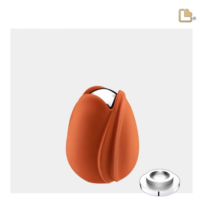 LoveUrns Rings Tulip Keepsake Urn Orange Polished Silver
