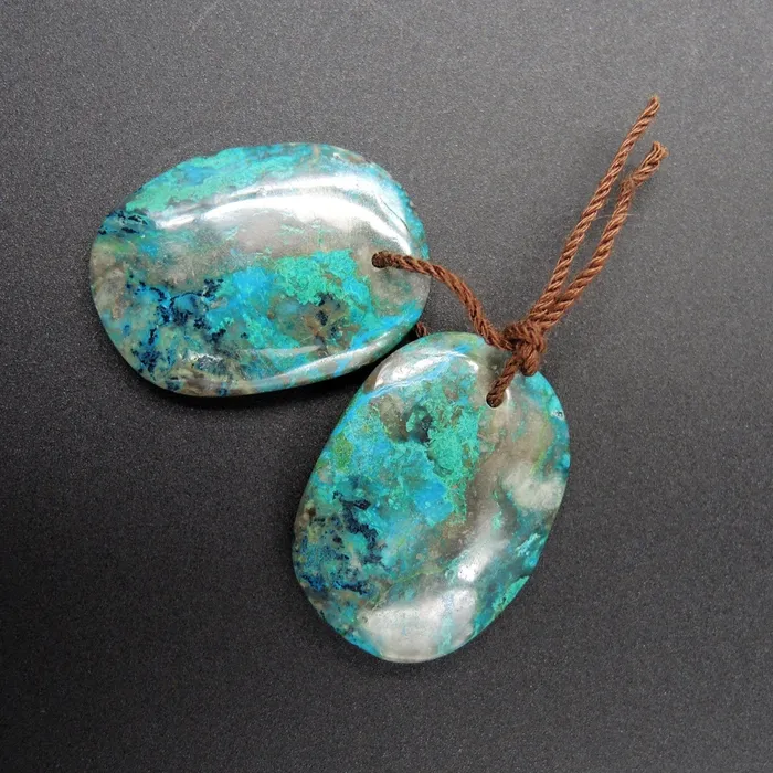 Natural Parrot Wing Chrysocolla Earring Pair Drilled Freeform Earring Pair E1719 Intrinsic Trading Earrings