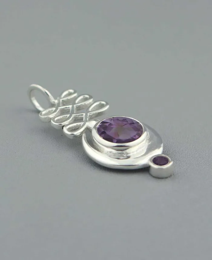 Necklaces Buddha Groove Sterling Silver Unalome Moon Amethyst Pendant