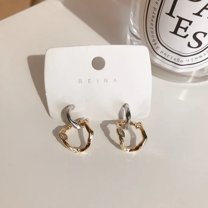 Refined by AnnaKaci Earrings Irregular Wrinkled Golden Loop Earrings