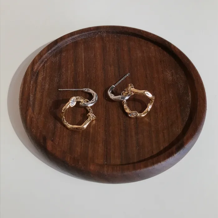 Refined by AnnaKaci Earrings Irregular Wrinkled Golden Loop Earrings