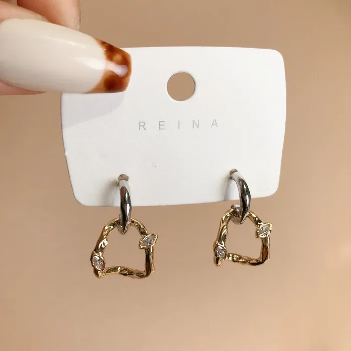 Refined by AnnaKaci Earrings Irregular Wrinkled Golden Loop Earrings