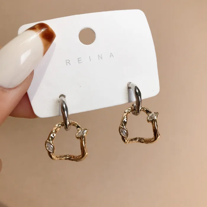 Refined by AnnaKaci Earrings Irregular Wrinkled Golden Loop Earrings
