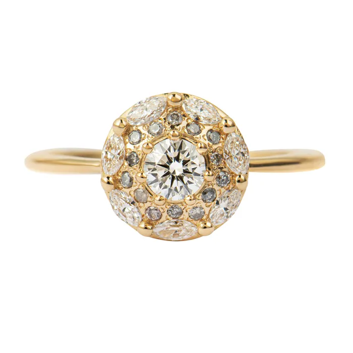 Rings ARTEMER Mandala Engagement Ring with White and Grey Diamonds