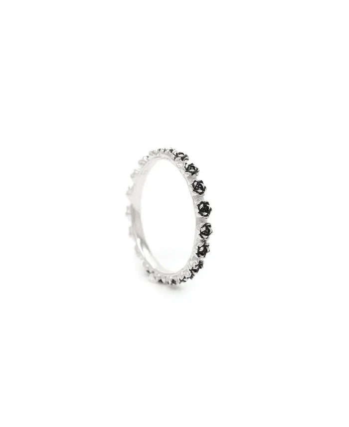 Rings Buddha Groove Sterling Silver Tiny Lotuses Band Ring