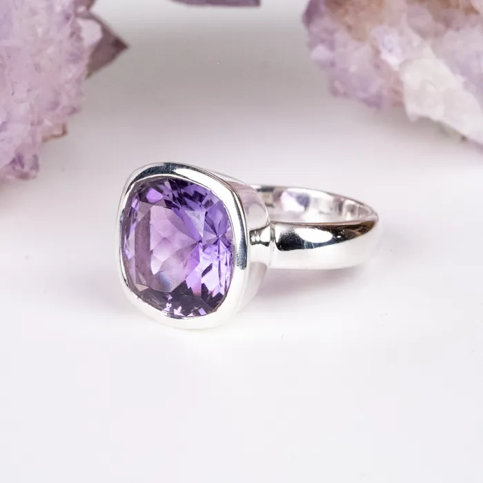 Rings InnerVision Crystals Amethyst Ring 14mm Size 7 925 Silver