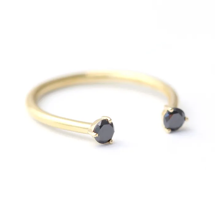 Rings Open Black Diamond Ring Diamond Horseshoe Ring ARTEMER